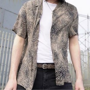 All saints shirt Mens Small Diffusion short sleeve animal print viscose